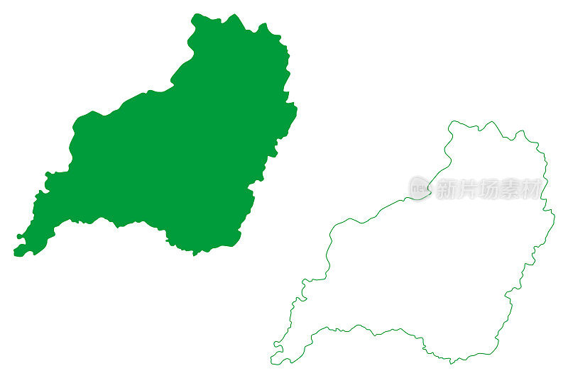 卡塔琳娜市(Ceará state, municipality of Brazil, federal Republic of Brazil)地图矢量插图，潦草素描卡塔琳娜市地图